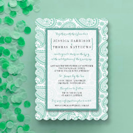 Invitation La collection Mariage moderne Paisley - Vert