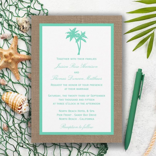 Invitation La collection Tropical Palm Tree Beach Wedding (Créateur téléchargé)