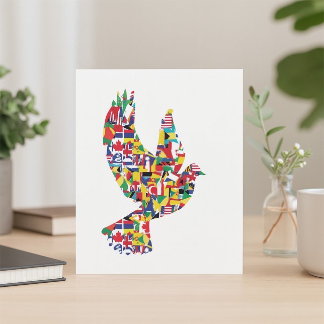 Invitation La colombe de la paix mondiale faite de drapeaux i (Créateur téléchargé)