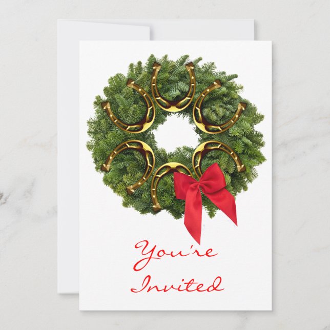Invitation La couronne de Noël avec l'invitation du fer à che (Devant)