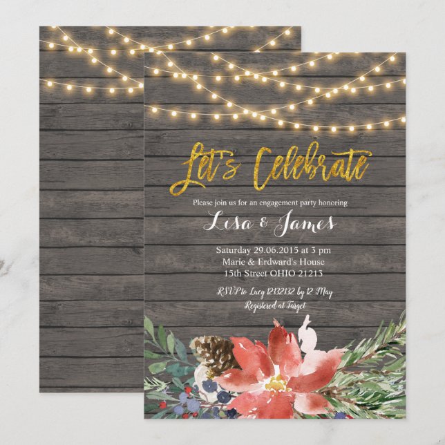 Invitation La couronne d'hiver de Noël célébrons l'invitation (Devant / Derrière)