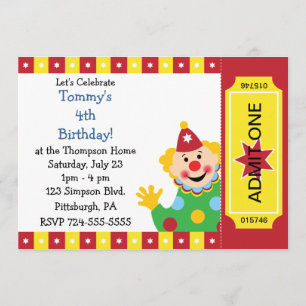 Invitation La coutume badine la fête d'anniversaire de clown