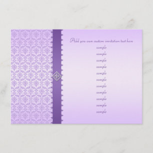 Invitation La damassé métallique lilas pâle avec la dentelle