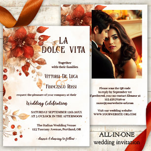 Invitation La Dolce Vita All-in-one Italienne Mariage rouge