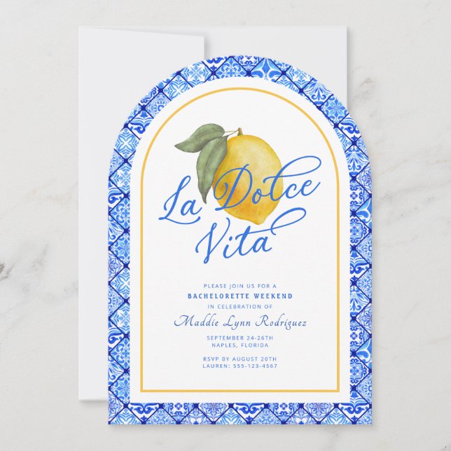 Invitation La Dolce Vita Bachelorette Week-end (Devant)