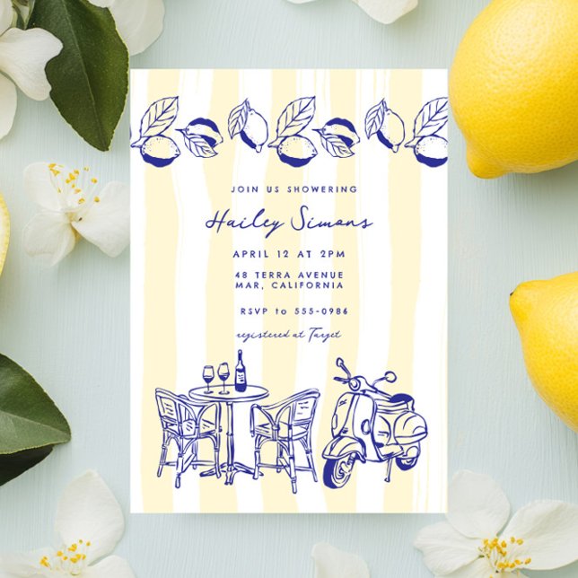 Invitation La Dolce Vita Citron Italien Fête des mariées Jaun (Créateur téléchargé)
