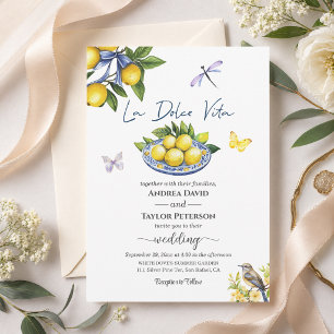 Invitation La Dolce Vita Citrons et Oiseaux Mariage