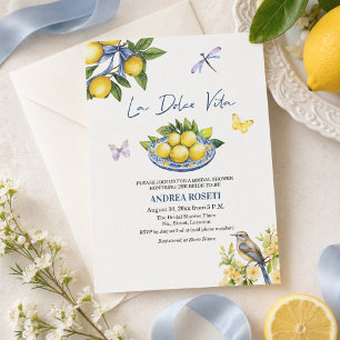 Invitation La Dolce Vita Citrons et Oiseaux pour une Baby Sho