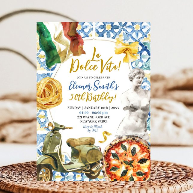 Invitation La Dolce Vita Dîner Italien Thème Anniversaire Adu (Créateur téléchargé)