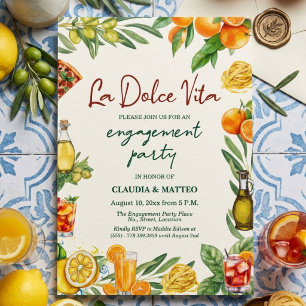 Invitation La Dolce Vita Fête de Fiançailles Citron Italien