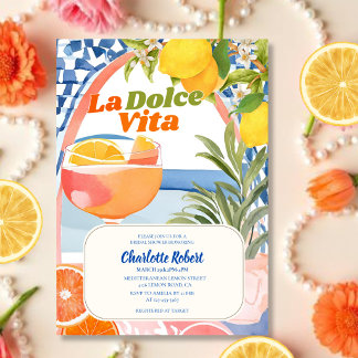 Invitation La dolce vita Italian Lemon été Enterrement de vie