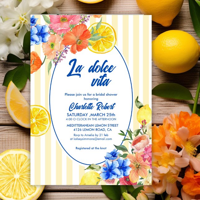 Invitation La dolce vita Italienne Citron été Douche nuptiale (Créateur téléchargé)