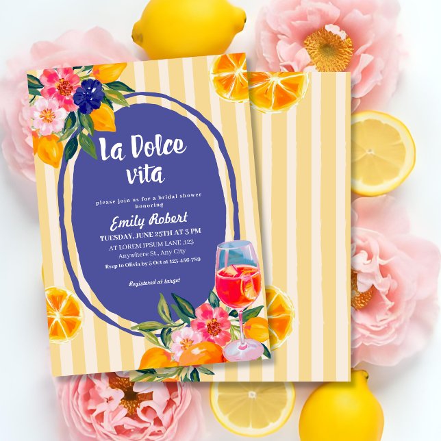 Invitation La Dolce Vita Italienne Citron Fête des mariées Fl (Créateur téléchargé)