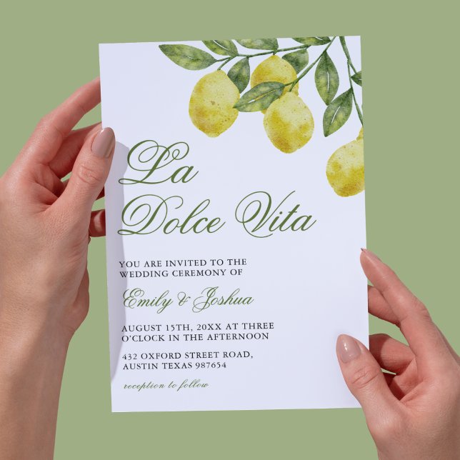 Invitation La Dolce Vita Lemon Branche Mariage élégant (Créateur téléchargé)