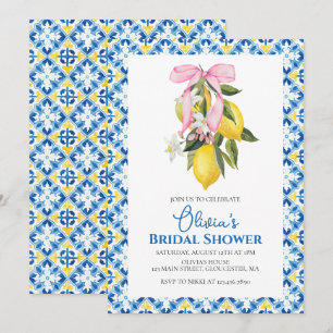 Invitation La Dolce Vita Lemon Mariage avec un nœud rose