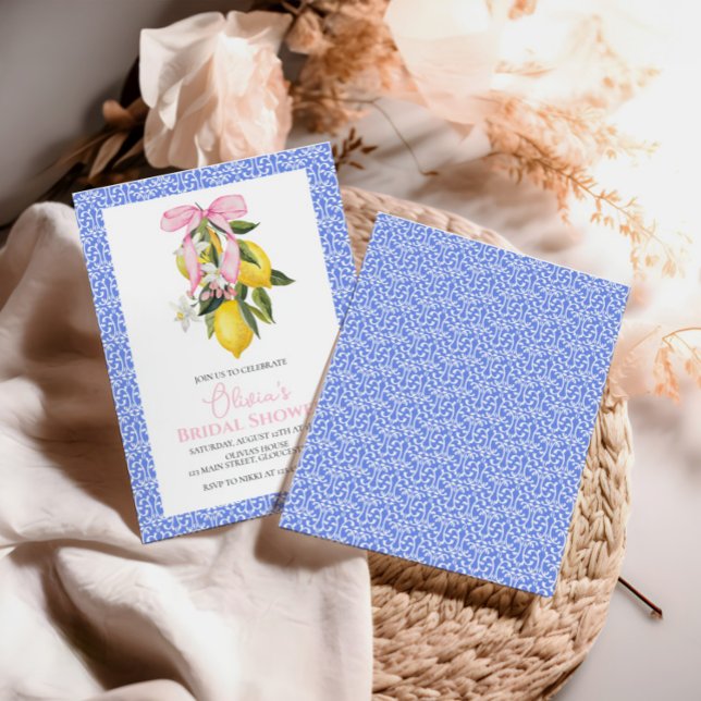 Invitation La Dolce Vita Lemon Pink Bow Fête des mariées (Créateur téléchargé)