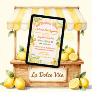 Invitation La Dolce Vita Nouveau Début Baby Shower au Citron