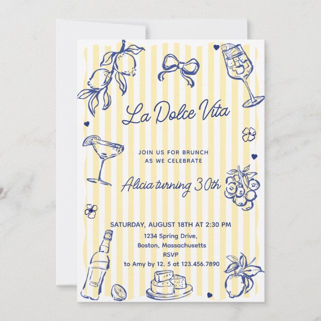 Invitation La Dolce Vita (tout âge) Fête d'anniversaire (Devant)