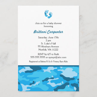 Invitation La douche bleue de camouflage de bébé invite les