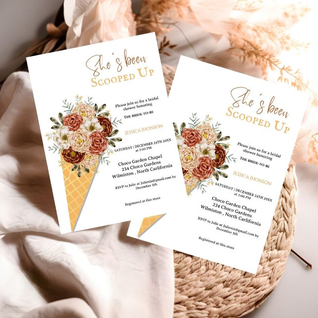 Invitation La douche nuptiale à la crème glacée, elle a été s (Créateur téléchargé)