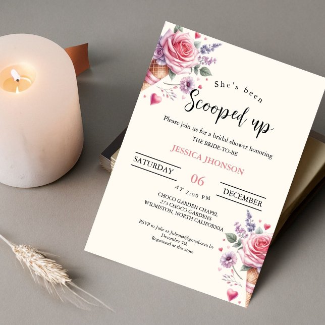 Invitation La douche nuptiale à la crème glacée, elle a été s (Créateur téléchargé)