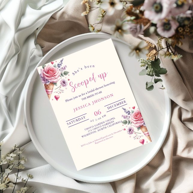 Invitation La douche nuptiale à la crème glacée, elle a été s (Créateur téléchargé)