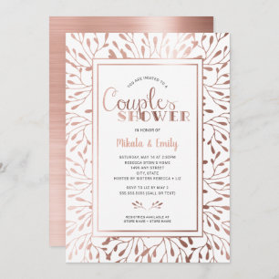 Invitation La douche rose de couples de vue d'or, colorent