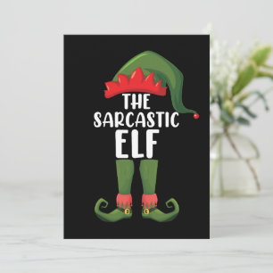 Invitation La famille d'elfes sarcastiques assortie pour Noël