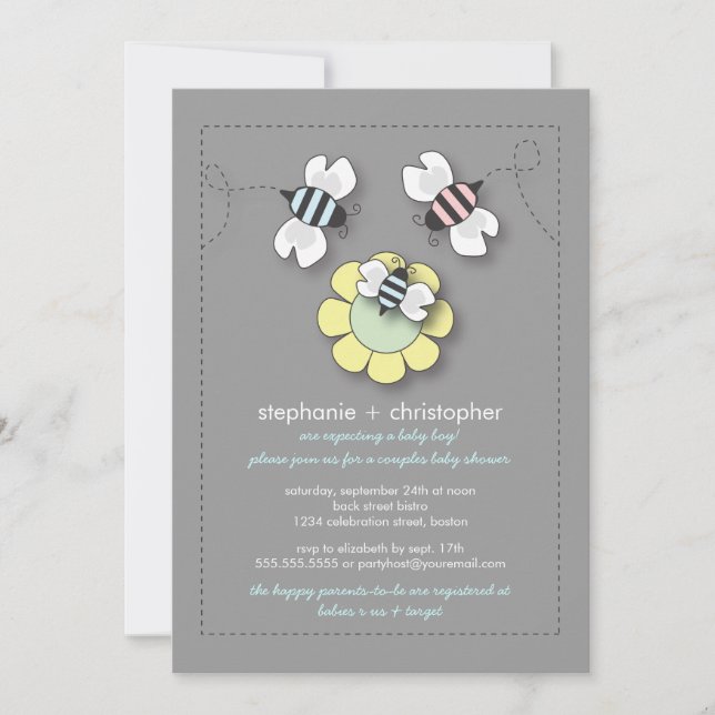 Invitation La famille heureuse d'abeille couple le baby (Devant)
