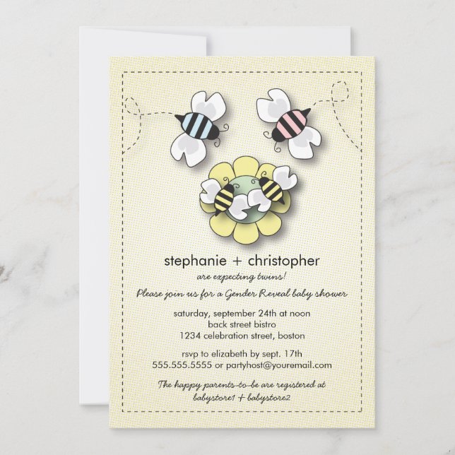 Invitation La famille heureuse d'abeille couple le baby (Devant)