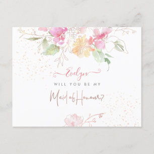 Invitation La femme d'honneur rougit d'aquarelle