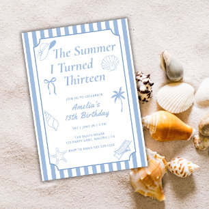 Invitation La fête d'anniversaire de plage l'été de mes treiz