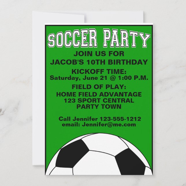 Invitation La fête d'anniversaire du football badine (Devant)