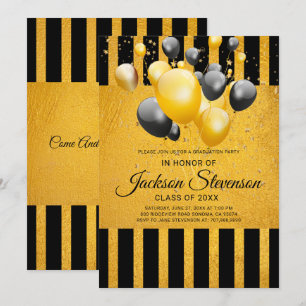Invitation La fête de graduation Gold sur le noir