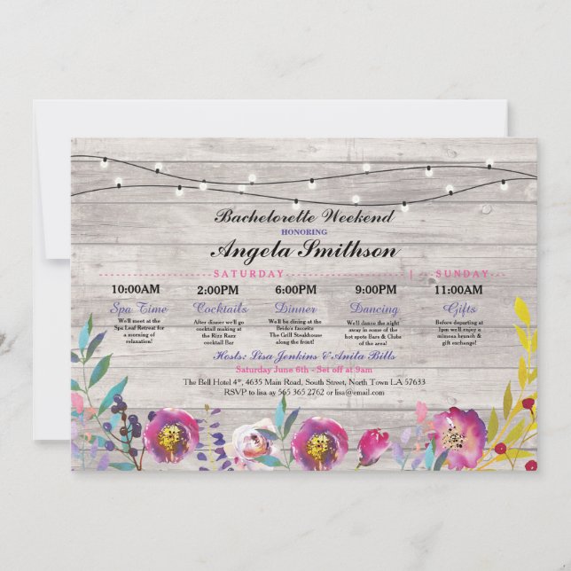 Invitation La Fête de la mariée allume le cru en bois (Devant)