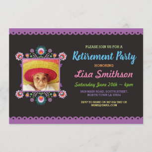 Invitation La fête de la retraite Fiesta Florale mexicaine