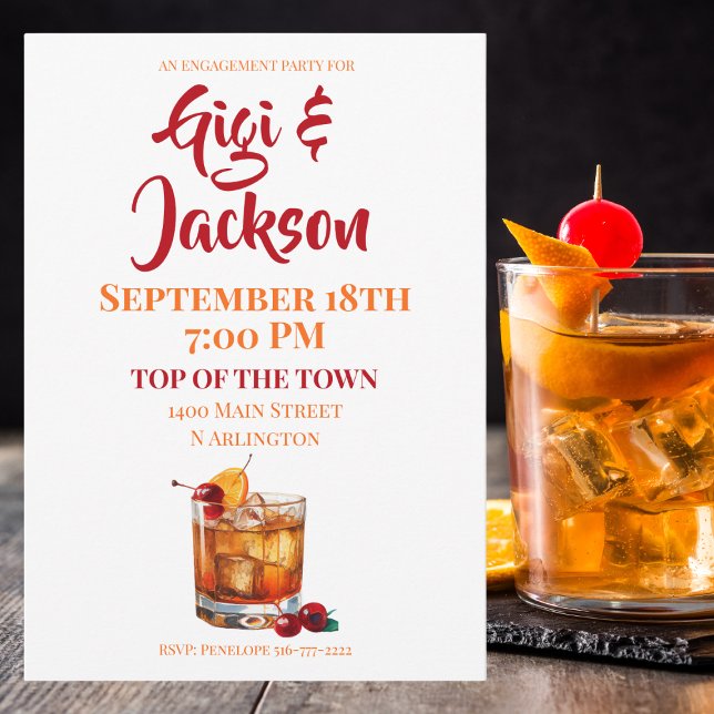 Invitation La Fête de l'Engagement encourage le vieux cocktai (Créateur téléchargé)