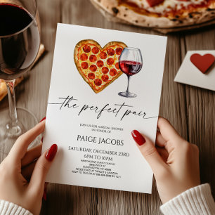 Invitation La Fête des mariées à vin de Pizza Coeur Parfait