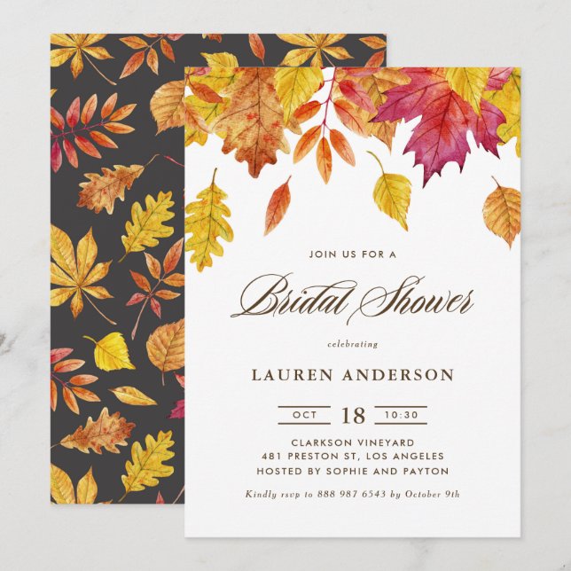 Invitation La Fête des mariées d'automne de la Garland Feuill (Devant / Derrière)
