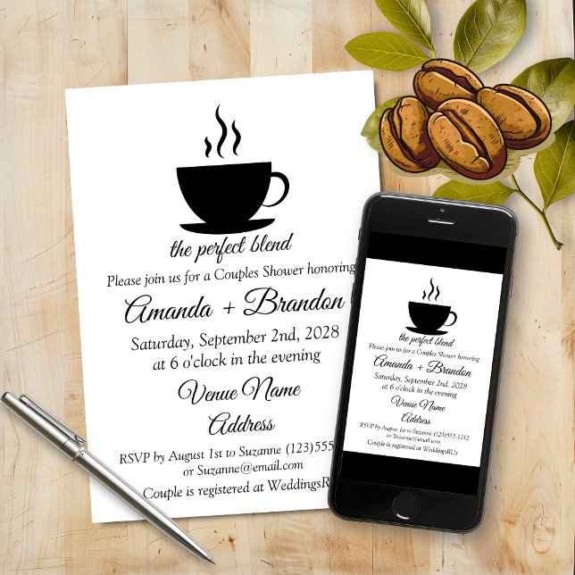 Invitation La Fête des mariées De Café Mixte Parfaite (The Perfect Blend Coffee Couples Bridal Shower Invitation
)