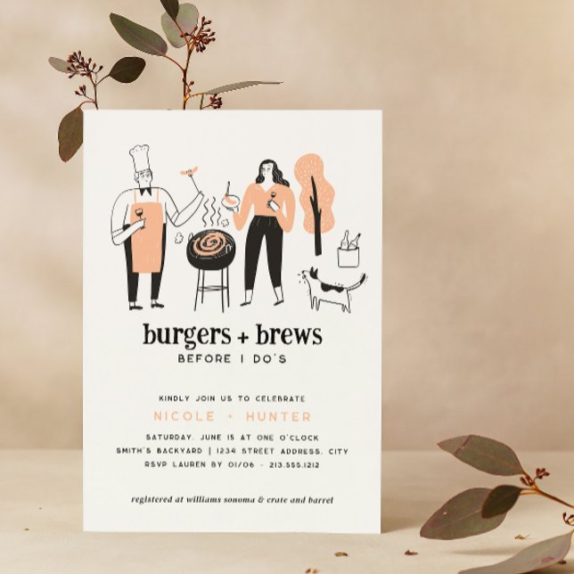 Invitation La Fête des mariées des seins modernes avant de fa (Cheers to love! Join our 'Brews Before I Do's' Bridal Shower 🥂💍)