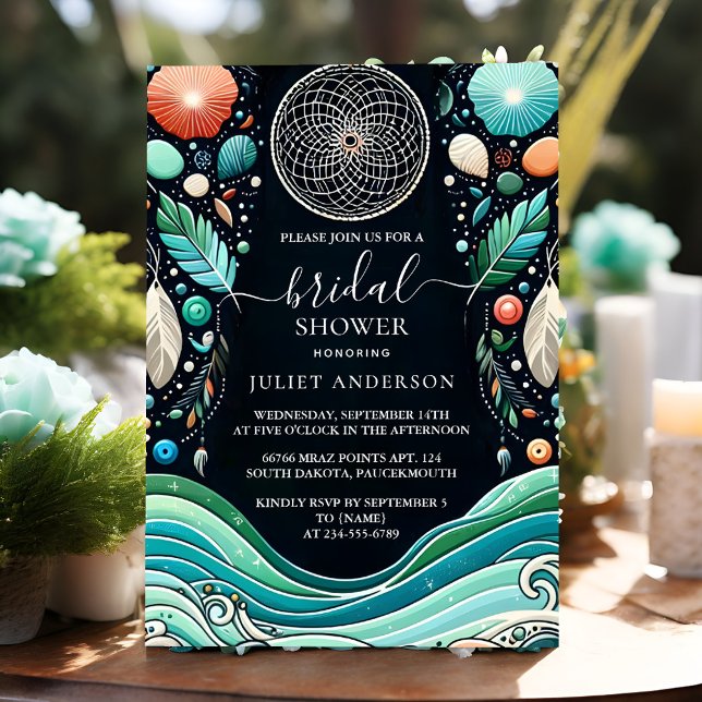 Invitation La Fête des mariées en verre de mer empilée Aqua S (Créateur téléchargé)