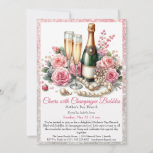 Invitation La fête des mères - À votre santé avec des bulles