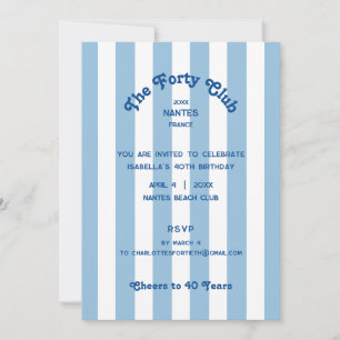 Invitation La fête du 40e anniversaire du Forty Club Blue Str