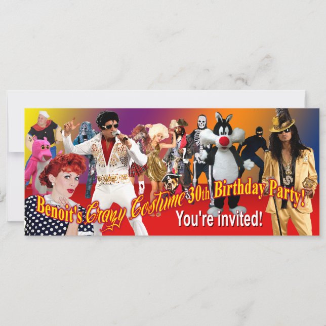Invitation La fête du costume d'anniversaire de Benoit (Devant)