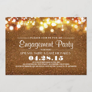 Invitation la ficelle de parties scintillantes d'or de faux