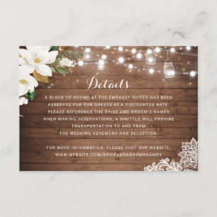 Invitation La ficelle en bois rustique florale allume