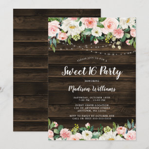 Invitation La ficelle florale rose rustique allume le bonbon