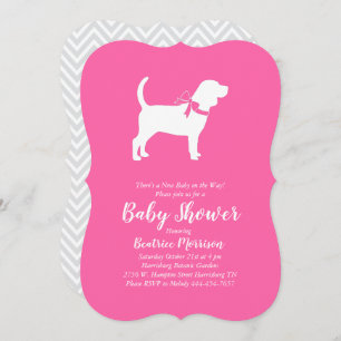Invitation La fille Beagle du Baby shower de chien rose