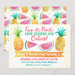 Invitation La fille de Two-Tii Frutti jumelle l'invitation
